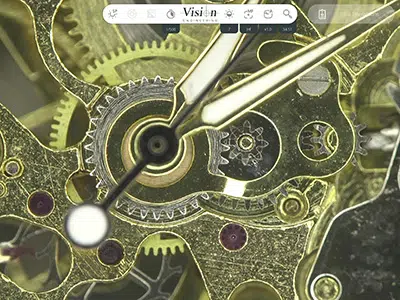 34x magnification of a watch